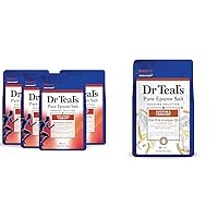 Dr Teal's Pure Epsom Salt Soak, Wellness Therapy with Rosemary & Mint, 3 lbs (Pack of 4) (Packaging May Vary) & Pure Epsom Salt, Soothe & Comfort with Oat Milk & Argan Oil, 3lbs (Packaging May Vary)