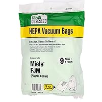 Clean Obsessed H-10 HEPA Bags Type Miele FJM - 9 Cloth HEPA Bags per package, 1 Motor Filter & 1 Superior Air Clean Filter