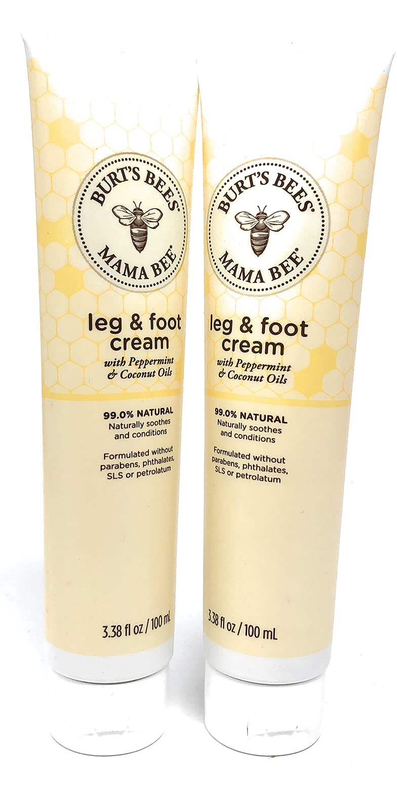 Burt's Bees Mama Bee with Oil, Leg & Foot Cream Peppermint 3.38 Fl Oz (Pack of 2)