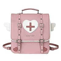 PU Leather Lovely Style Bag, Angel Wings Backpack, Funny Kawaii Storage Handbag, Cute Japaness JK Bag (Pink)