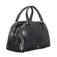 Maxwell Scott - Womens Luxury Leather Triple Zip Bowling Bag Purse with Shoulder Strap - Made in Italy - The LilianaS