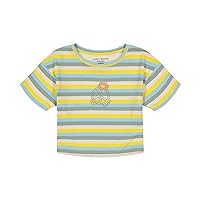 Lucky Brand Girls' Short Sleeve Graphic T-Shirt, Tagless Cotton Tee with Fun Designs, Gold Finch Retro, 12-14