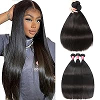 Beauty Forever Hair Brazilian Virgin Straight Hair Weave 3 Bundles 100% Unprocessed Human Hair Extensions Natural Color Can Be Dyed and Bleached (20 22 24)