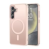 LUHOURI Enhanced Magnetic for Samsung Galaxy S24 Case - [Compatible with Magsafe] - 21ft Military-Grade Drop Tested, Slim Fit Shockproof Translucent Matte Cover - Pink