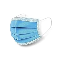 MM005 Disposable Face Masks with Adjustable Nose Clip, Triple-layer construction, Non-woven Material, Spandex/Polyester Blend Ear Loops (50 Masks)