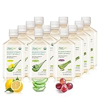 AloeCure Organic Aloe Vera Juice - 12 Bottle Sample Pack - Grape, Lemon, Natural Flavor, 12x500ml