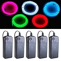 Portable Neon Glowing Strobing Electroluminescent Wire with Battery Pack Zitrades EL Wire Neon Lights White 15ft 