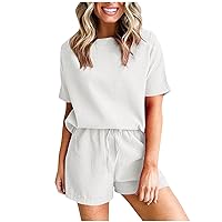 Lounge Sets for Women 2 Piece Casual Outfits Short Sleeve Tops and Shorts Set Fashion Matching Sets Summer Sweatsuits