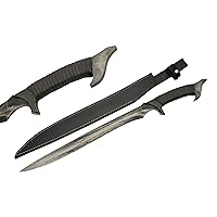 SZCO Supplies 29.5” Hand Forged Full Tang Replica Medieval Saber Sword with Leather Sheath, Black
