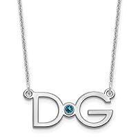 Jewels By Lux 10K Gold Large 2 Initial with 14k Bezel Birthstone Cable Chain Necklace (Length 18 in Width 24.71 mm)