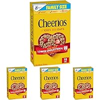 Cheerios Cereal, Limited Edition Happy Heart Shapes, Heart Healthy Cereal With Whole Grain Oats, Family Size, 18 oz (Pack of 4)