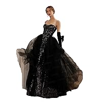 Long Black Prom Dress, 2023 New Sweetheart Sequins Cocktail Dress Large