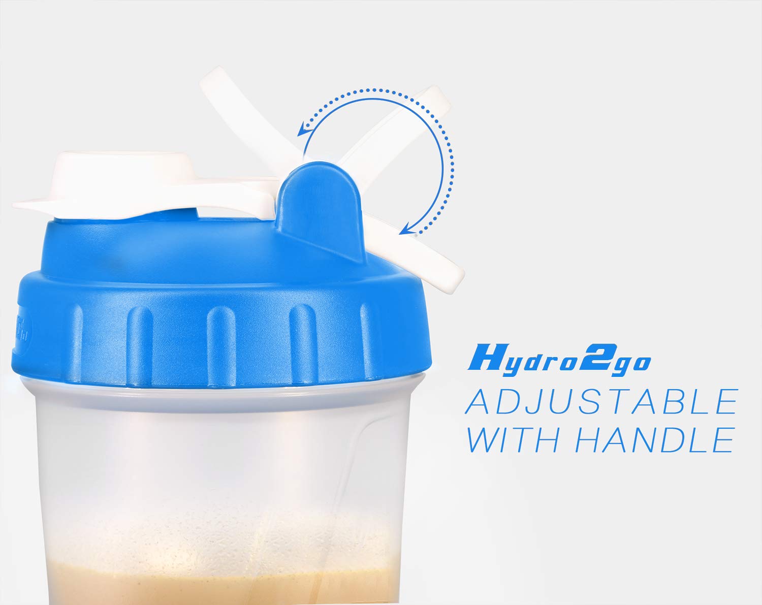 Hydro2Go 16 OZ Protein Workout Shaker Bottle with Mixer Ball and 2 close-connected Storage Jars for Pills, Snacks, Coffee, Tea. 100% BPA-Free, Non Toxic and Leak Proof Sports Bottle