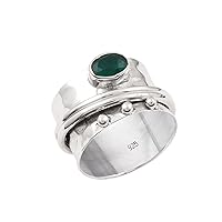 Emerald Gemstone Simple Design Spinner Anxiety worry Ring