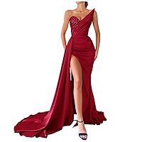Strapless Women Mermaid Prom Dresses 2024 Beaded Formal Evening Gowns Tailored Fit Slit Party Dresses