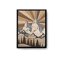 1 Pcs Mountain Wood Wall Art Decor, Abstract Mountain Scenery Framed Minimalist Mountain Wall Sculptures Decoration for Bedroom Living Room Set (16 * 24inch*1pcs,Seyle5)