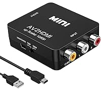 RCA to HDMI Converter, 1080P Mini RCA Composite CVBS AV to HDMI Video Audio Converter Adapter for PC Xbox PS4 PS3 VHS VCR DVD TV STB Support PAL/NTSC with USB Power Cable
