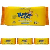 Ricitos de Oro Baby Wipes Baby Wipes with Chamomile Extract and Aloe Vera 80 cont. (Pack of 4)