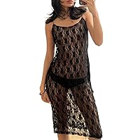 Sexy See Through Sheer Lace Maxi Dress Patchwork Backless Bodycon Long Dresses Beach Vacation Party Wear
