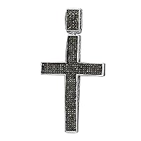 Dazzlingrock Collection 1.20 Carat (ctw) Round Diamond Hip Hop Religious Cross Pendant with 18 inch Silver Chain for Men in 925 Sterling Silver