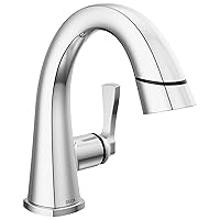 Delta Faucet Stryke Pull Down Bathroom Faucet, Bathroom Pull Out Faucet, Chrome Single Hole Bathroom Faucet with Pull Down Sprayer, Bathroom Sink Faucet, Lumicoat Chrome 577-PD-PR-DST