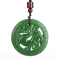yigedan - Hohl geschnitzter Drachen-Anhänger – Talisman in Münzform – natürliche grüne Jade, Jade, Jade, Jade, Jade, Jade