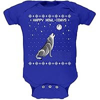Old Glory Happy Howl-idays Holidays Wolf Ugly Christmas Sweater Soft Baby One Piece
