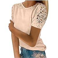 Womens Short Sleeve T Shirts Sexy Hollow Out Tops Round Neck Blouses Tees Summer Plain Solid Color Fitted Top