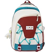 Fashion Backpack with Cute Accessory Casual Bookbags with Pendant Lightweight Travel Daypacks (Red)