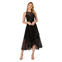 Adrianna Papell Women's Halter Velvet Tulle Dress