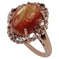 Carillon 6.61 Carat Sun Stone Oval Shape Natural Non-Treated Gemstone 14K Rose Gold Ring Engagement Jewelry for Women & Men