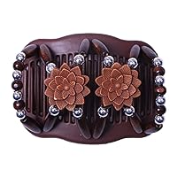 pulabo Women Double Slide Wooden Beads Headwear Magic Comb Hair Styling Clip Accessory 4 Cost-Effective and Ordinary