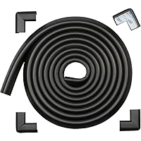 Roving Cove Edge Corner Protector Baby Proofing (Large 15ft Edge 4 Corners) - Hefty-Fit Heavy-Duty, Soft NBR Rubber Foam, Furniture Fireplace Safety Bumper Guard, 3M Adhesive, Onyx Black
