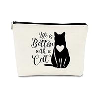 Cat Mom Gifts Cat makeup bag,Gifts for Cat Lovers,Small Cats Cosmetic Bags,Birthday Valentine's Day Gifts for Women Cat Moms Teen Girls Daughter Sister,Life is Better with Cat