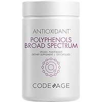 Codeage Polyphenols Supplement - Organic Green Tea Pills, Quercetin, Pomegranate, Turmeric - Resveratrol & Plant Polyphenols Foods - Polyphenol Nutrients - Vegan, Non-GMO - 120 Capsules