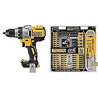 DEWALT 20V MAX XR Brushless Drill/Driver with 3 Speeds - Bare Tool (DCD991B) with DEWALT DWA2T40IR IMPACT READY FlexTorq Screw Driving Set, 40-Piece