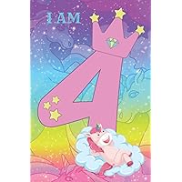 Unicorn Blank Lined Notebook Journal 6x9: Birthday Gift for Kids Age 4 Years Old