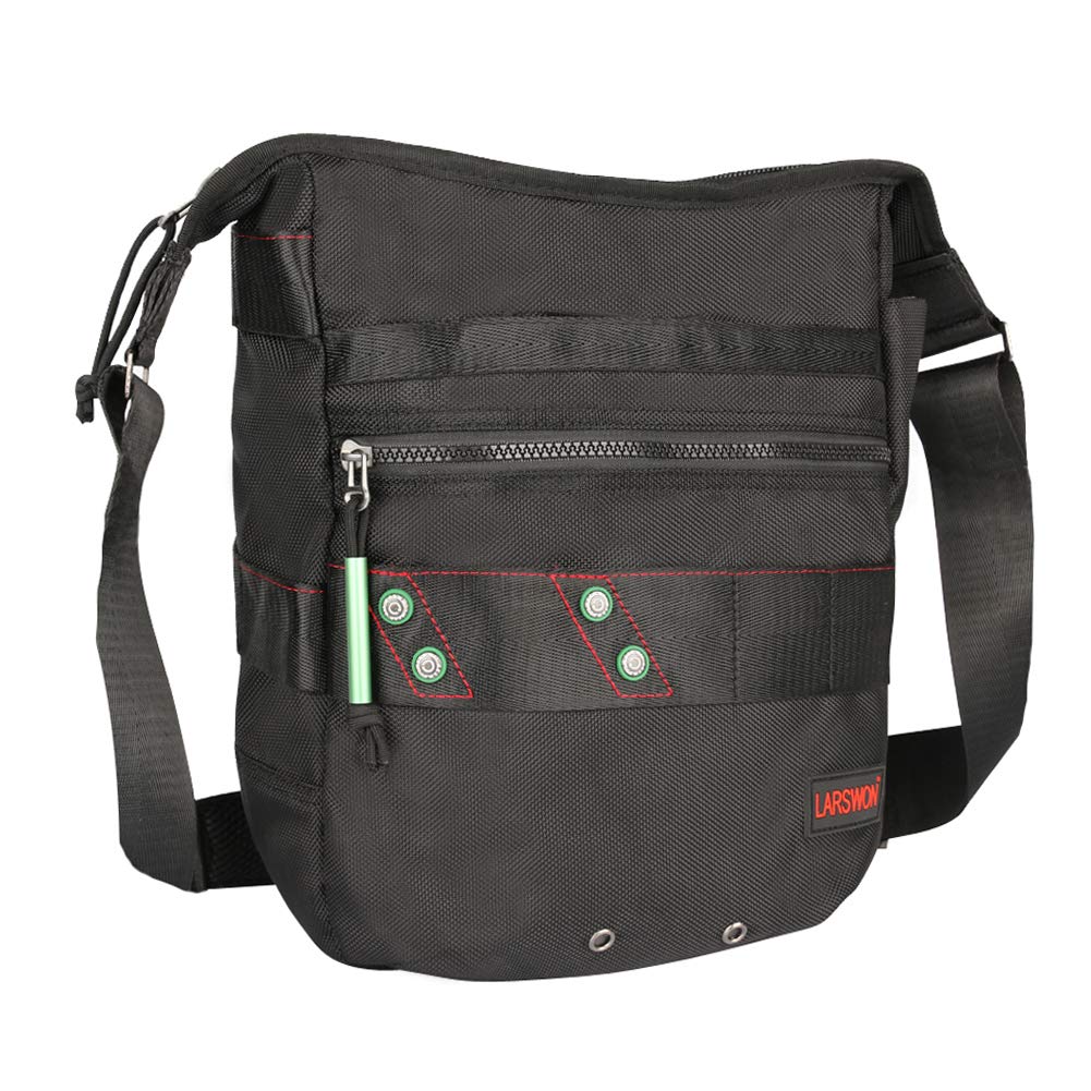 Larswon Vertical Messenger Bag, Crossbody Bag, Shoulder Bag Tablets Bag Satchel for Men Women Black