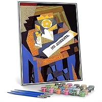 Paint by Numbers Kits for Adults and Kids Newspaper and Fruit Dish Painting by Juan Gris Arts Craft for Home Wall Decor