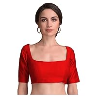 Women's Readymade Banglori Silk Red Blouse For Sarees Indian Designer Bollywood Padded Stitched Choli Crop Top