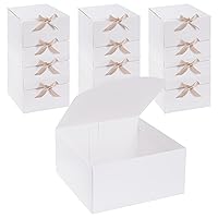 jiebor 12pcs White Gift Boxes Bulk with Lids Bridesmaid Proposal Box 8 x 8 x 4in Kraft Paper Present Cupcake Box with Ribbon for Birthdays Wedding Engagements Anniversaries Presents Packaging