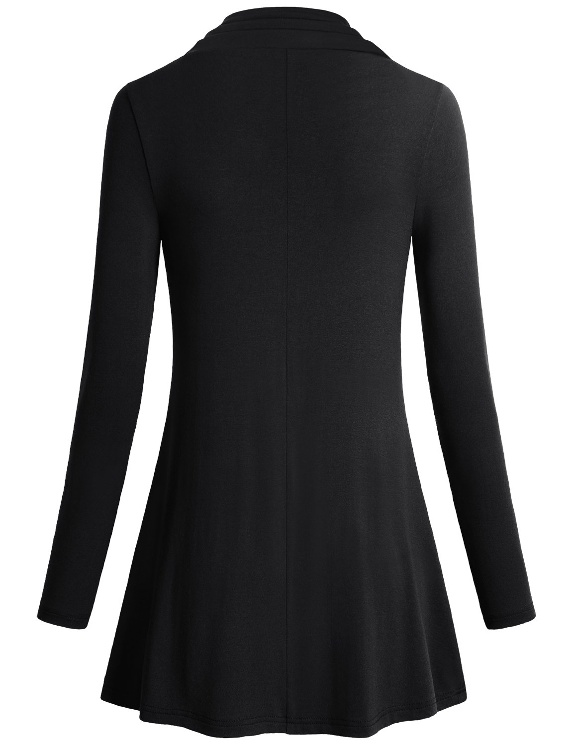 Miusey Women's Long Sleeve Cowl Neck Form Fitting Casual Tunic Top Blouse
