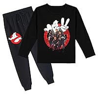 Kids Novelty Long Sleeve Tees and Cotton Sweatpants Set,2 Piece Outfits Casual T-Shirts for Boys Girls(2-14Y)
