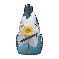 White daffodil Crossbody Sling Backpack Sling Bag for Women Hiking Daypack Chest Bag Shoulder Bag
