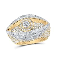 The Diamond Deal 10kt Yellow Gold Mens Round Diamond Eye Pinky Band Ring 6-1/3 Cttw