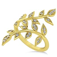 14k Gold (0.28ct) Diamond Olive Leaf Vine Fashion Ring