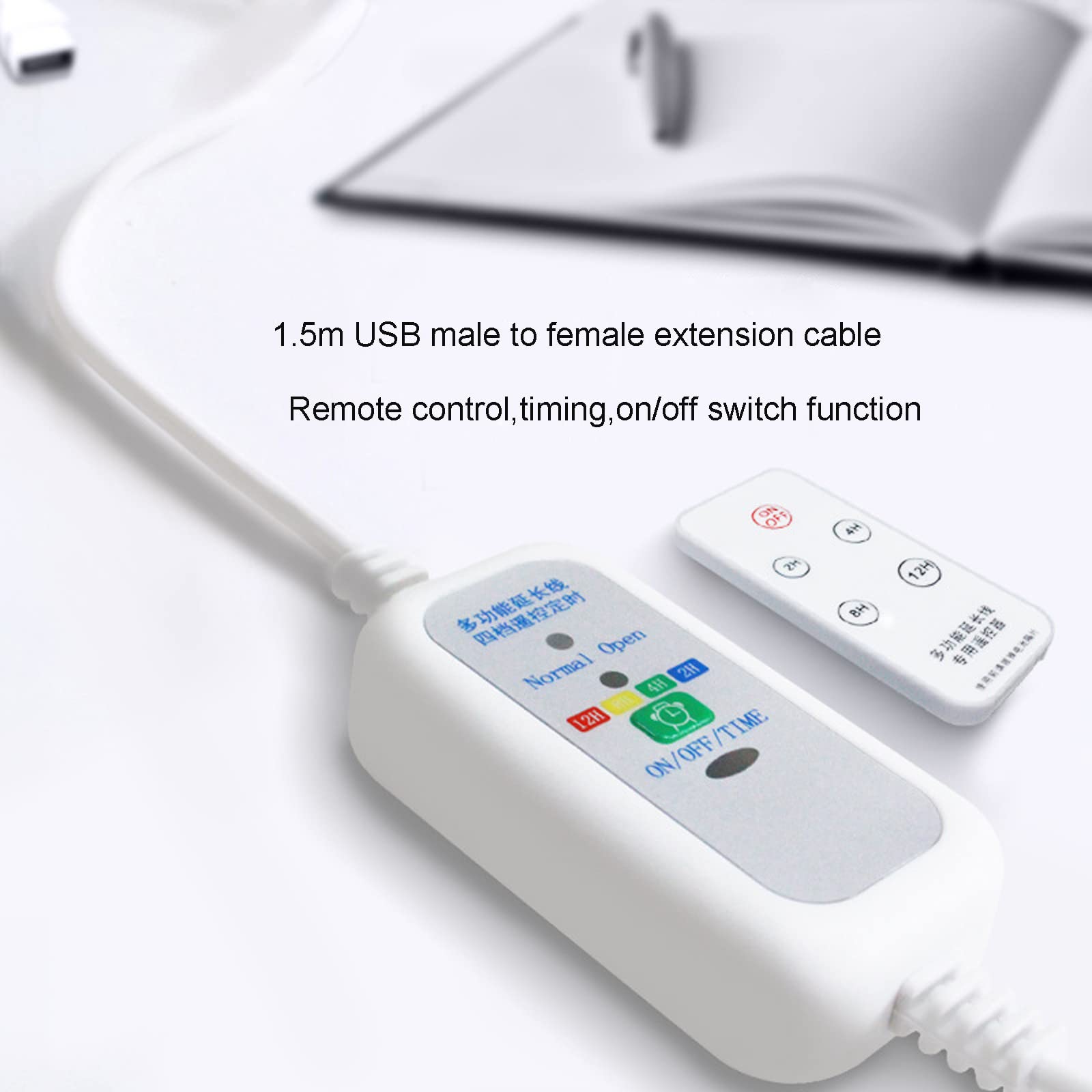 USB Timer Switch USB On Off Switch Remote Power Timer Cord, for USB Fan LED Light Lamp Bulb USB Powered Hub 1.5m