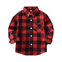 Yinggeli Boys Girls Plaid Shirts Long Sleeve Button Down Flannel Dress Shirts 2T - 8T