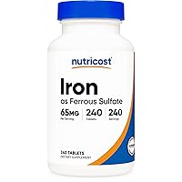 Iron (As Ferrous Sulfate) 65mg, 240 Tablets - Non-GMO, Gluten Free