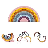 Garnome Silicone Rainbow Stacker,8 Layer Rainbow Nesting Puzzle Blocks Baby Stacking Toy,Educational Learning Montessori Toys,Rainbow Stacking Toy for Kids and Toddler.